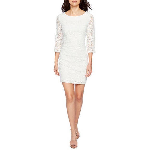 ronni nicole white lace dress Ronni Nicole White Lace Eyelet Tank Dress Scalloped Edges 16 XL